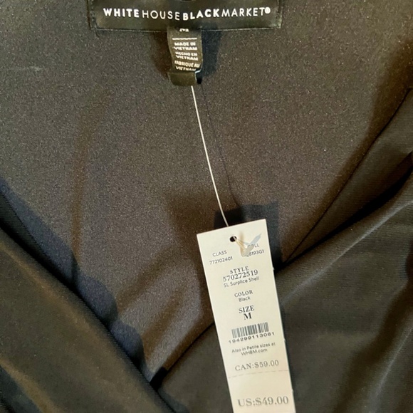 NWT WHBM Black Mock Wrap Blouse - Picture 3 of 10